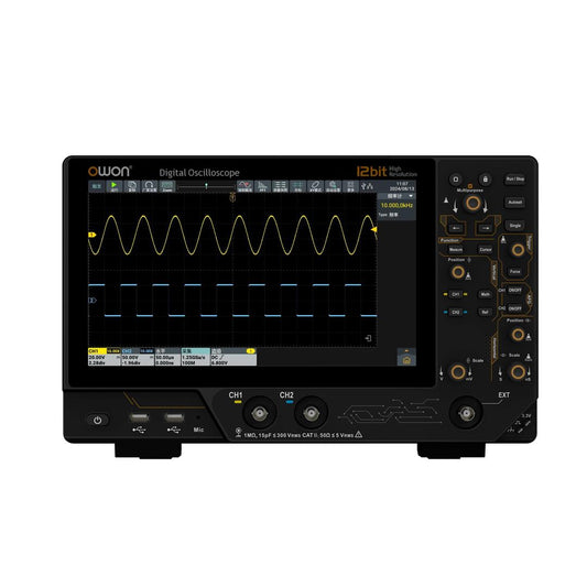 Owon ADS3102A Oscilloscope – 100MHz Bandwidth, 2 Channels, 12-bit Resolution, 10.1" Touchscreen