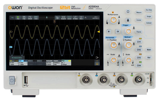 Owon ADS804A Oscilloscope – 70 MHz, 4CH, 7" Touchscreen, 12-Bit