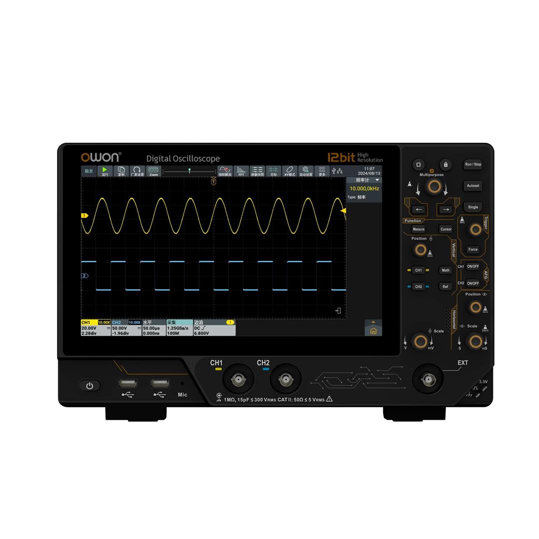 Owon ADS3102A Oscilloscope – 100MHz Bandwidth, 2 Channels, 12-bit Resolution, 10.1" Touchscreen
