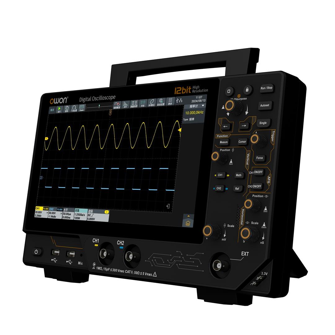 Owon ADS3102A Oscilloscope – 100MHz Bandwidth, 2 Channels, 12-bit Resolution, 10.1" Touchscreen