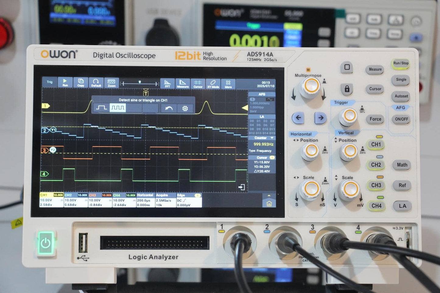 OWON ADS914A Oscilloscope | 125 MHz, 4CH, Logic Analyzer, 12-bit