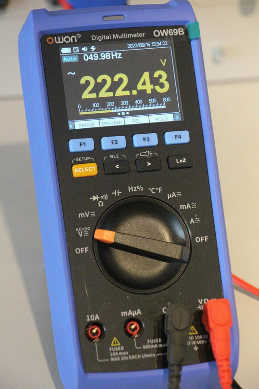 Owon OW69B Industrial& Lab Multimeter – True RMS, LoZ, AC+DC Power Measurement, USB