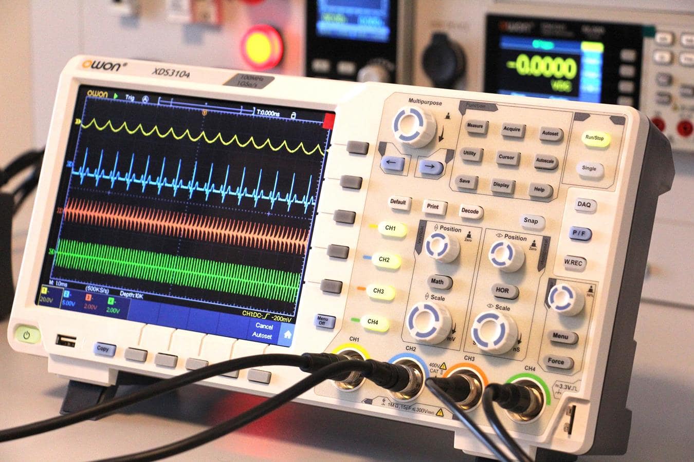 OWON XDS3104AE Digital Oscilloscope – 100 MHz, 4 Channel, 8” Touch Display, 14-bit